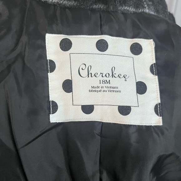 Cherokee girls toddler 18 M Black and White Pea Coat Classic plaid zipper - Picture 5 of 6